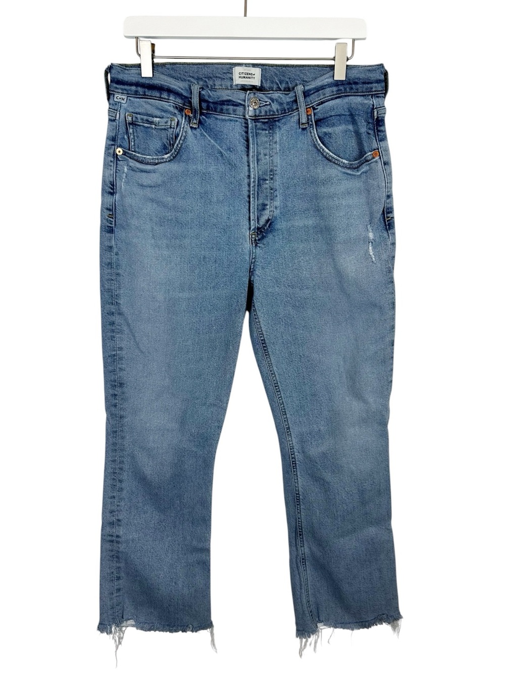 Citizens Of Humanity Isola Cropped Boot Jeans Size 30 Light Wash Distressed